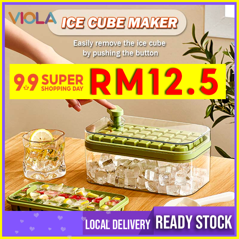 [LATEST] 64 Holes Ice Cube Tray Silicone Ice Mould Box Safety Jelly Maker Ice Maker Tray Bekas Pembuat Ais Batu