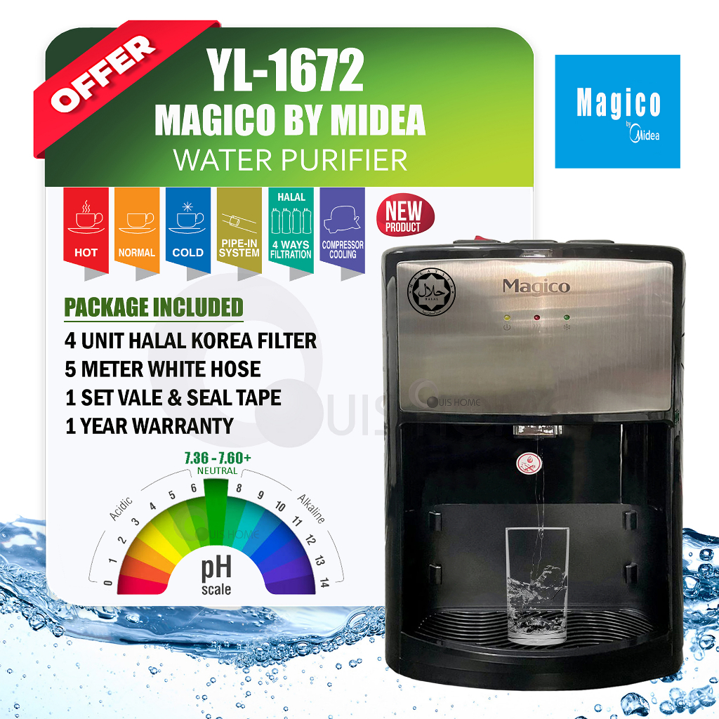 Magico by Midea Penapis Air - Compressor - Water dispenser - 3 Suhu - Table Top - 4 Korea Filter