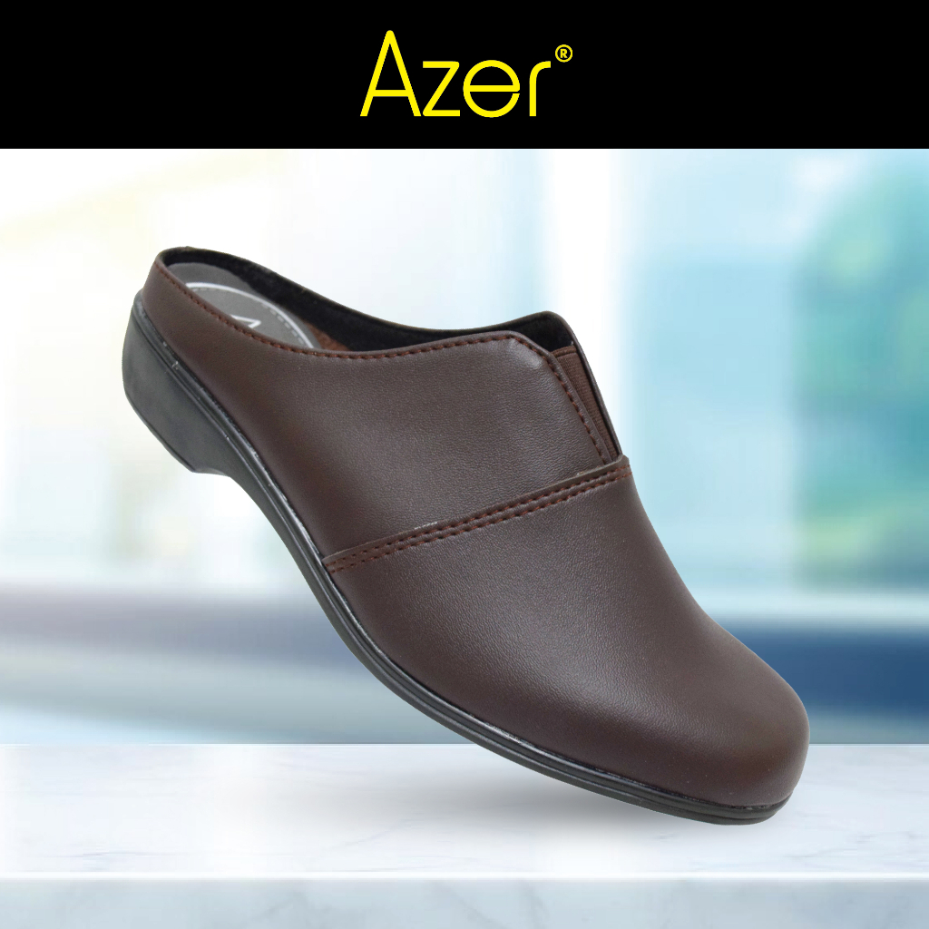 Azer 82-2539 Ladies Formal Black / Brown PVC Court Shoes / Kasut Mahkamah Wanita / Kasut Hitam Wanita/ Kasut Formal