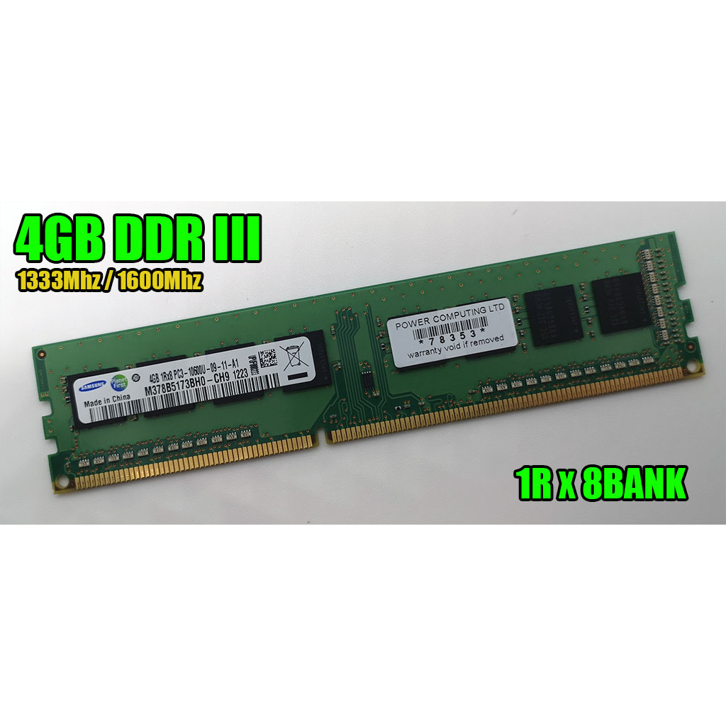 USED 4GB SK Hynix / Apacer / Kingston / Samsung / Micron / DDR3-1333/1600MHZ / PC3 12800U / 1RX8BANK / Barang Terpakai