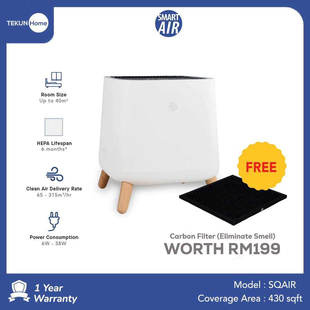 SMART AIR Sqair Air Purifier with HEPA Filter FREE Carbon Filter WORTH RM119