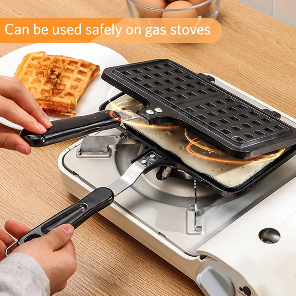 Camping Waffle Maker Pan Waffer Pan Gas Double Outdoor Pancake Pan Non Stick Double Wafer Maker Stove 户外华夫饼