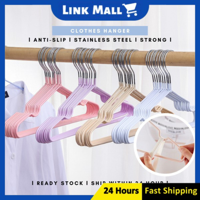 Hanger Baju Anti-Slip Clothes Hangers Stainless Steel Hanger Penyangkut Baju hanger Tudung Hanger Baju Besi