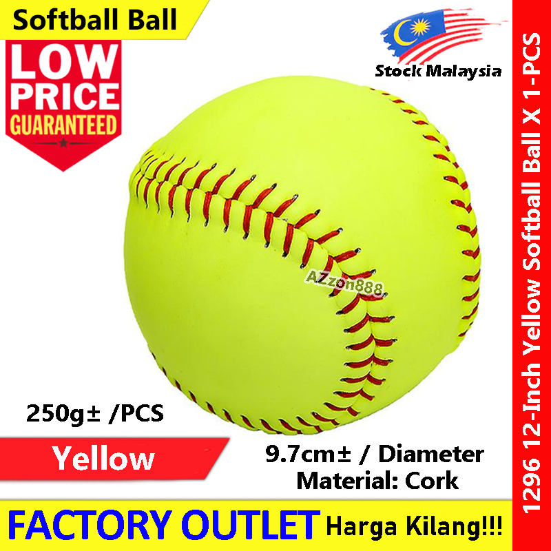 Softball Ball Official Standard Size Yellow Ball Baseball #12inch #Softball #Ball #1296 #Cork