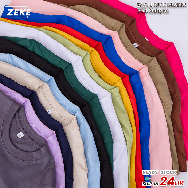 ZEKE T shirt Men Round Neck Oversized Plus Size T-shirt Combed Cotton Half-Sleeve Plain shirt Unsex Ready Stock!!!