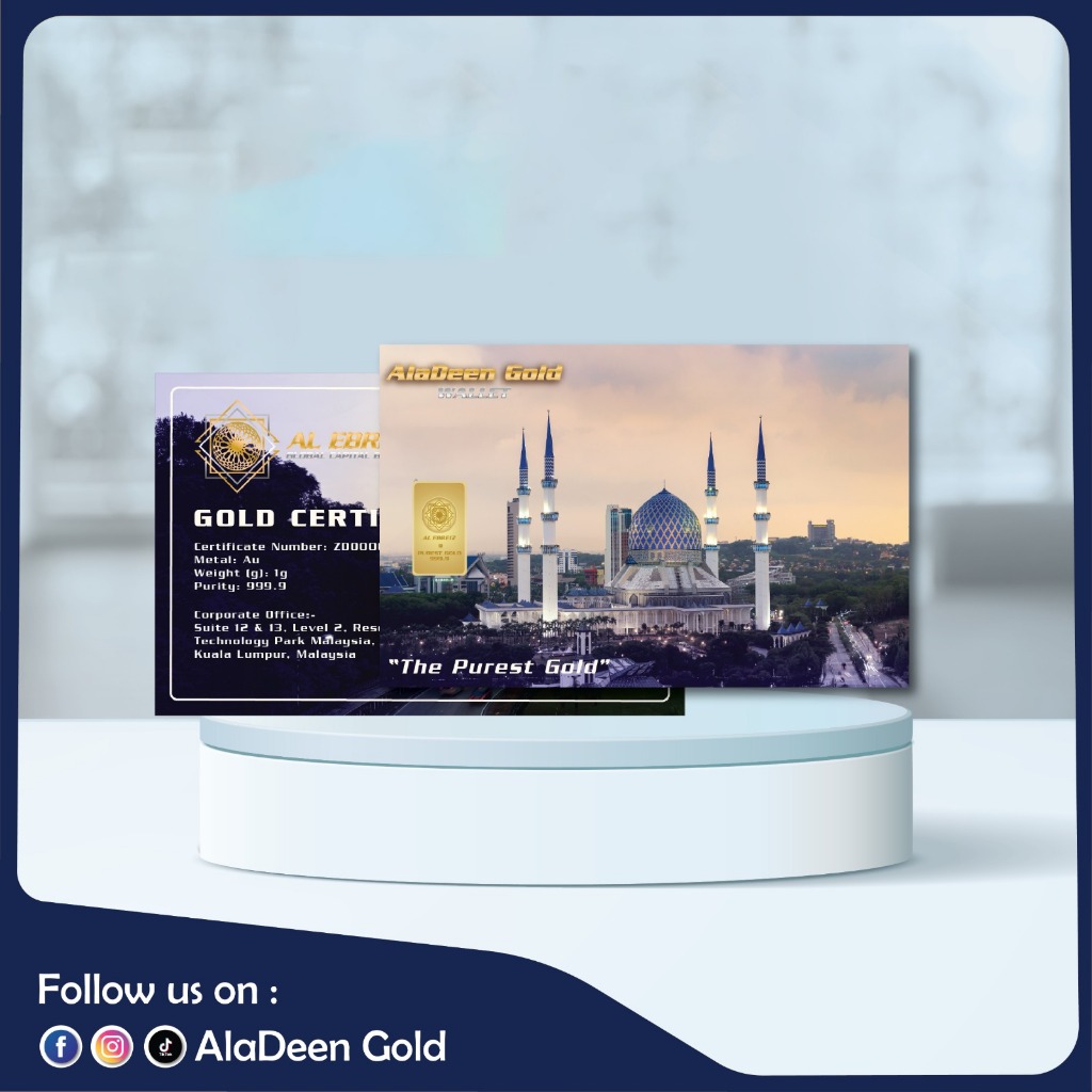 AlaDeen Gold®️ 1gram Exclusive Gold Bar 999.9Au (The Purest Gold)