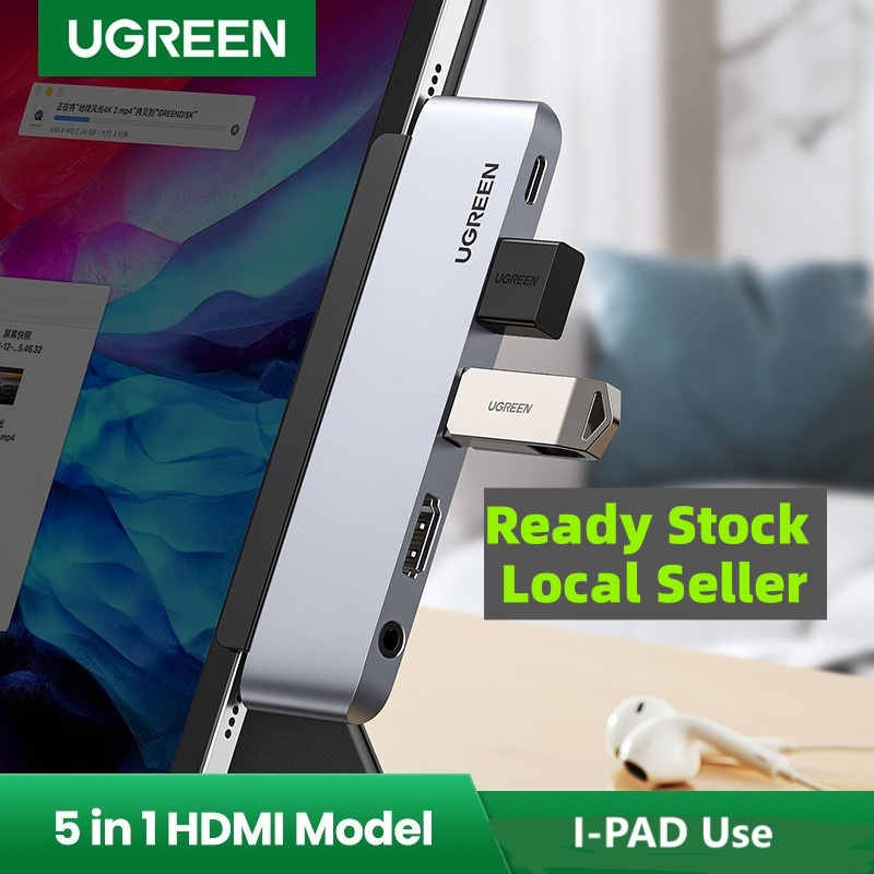 UGREEN USB C Hub Adapter i - Pad Pro 2021 2020 2018 air 4 USB C Dongle 4K C HDMI PD Charging USB 3.0 3.5mm Audio Jack