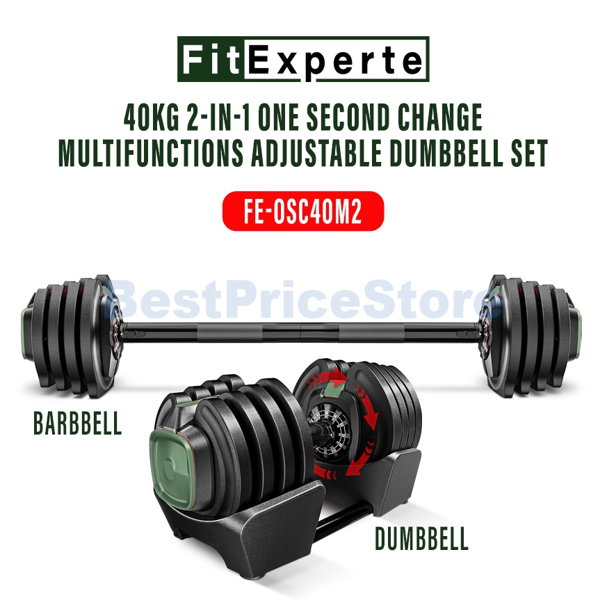 BPS FitExperte 40kg 2in1 One Second Change Automatic Adjustable  (4-90lb) SelectTech Dumbbell Weight