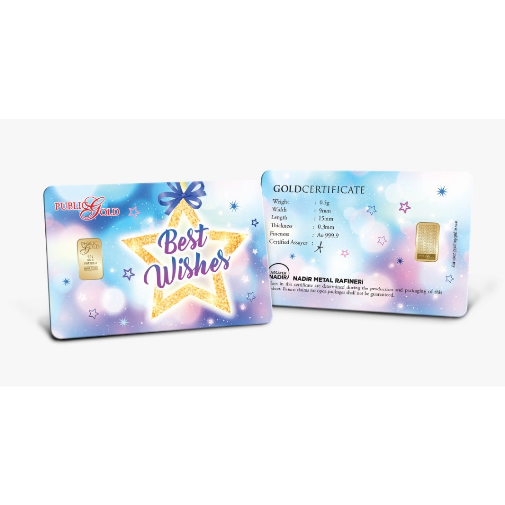 Public Gold LBMA Bullion Bar 0.5g (Au 999.9) - Best Wishes [GET FREE MYSTERY GIFT]