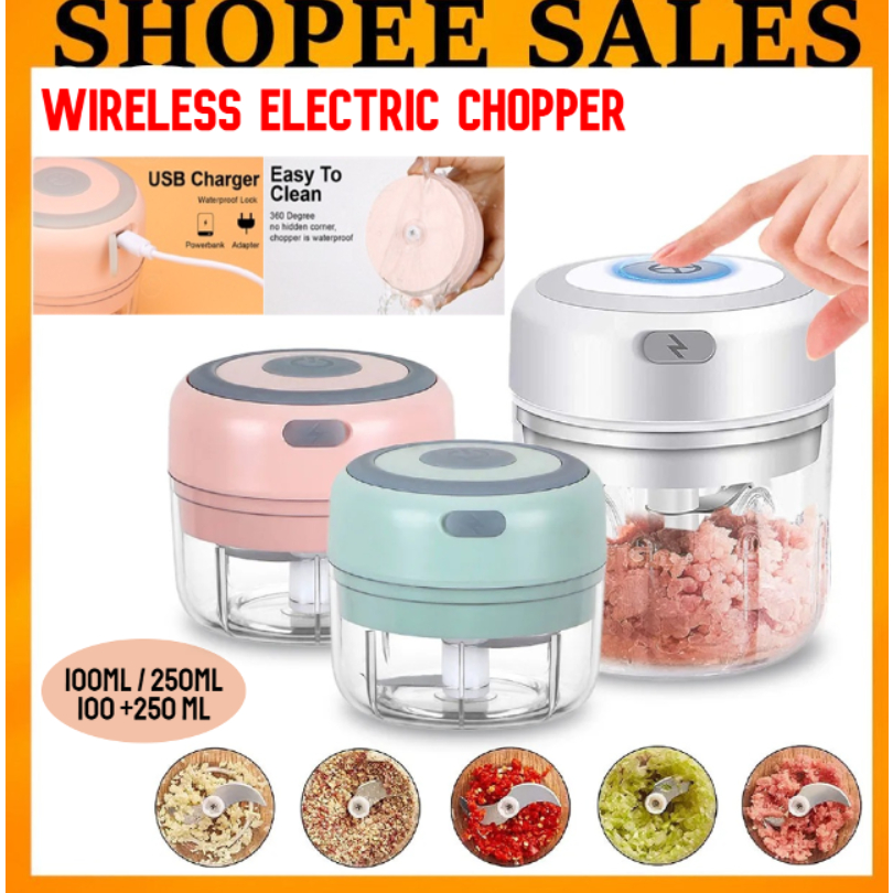 #Readystock Wireless Mini Electric Garlic Food Chopper Ginger Vegetable Crusher Cutter Food Blender Processor