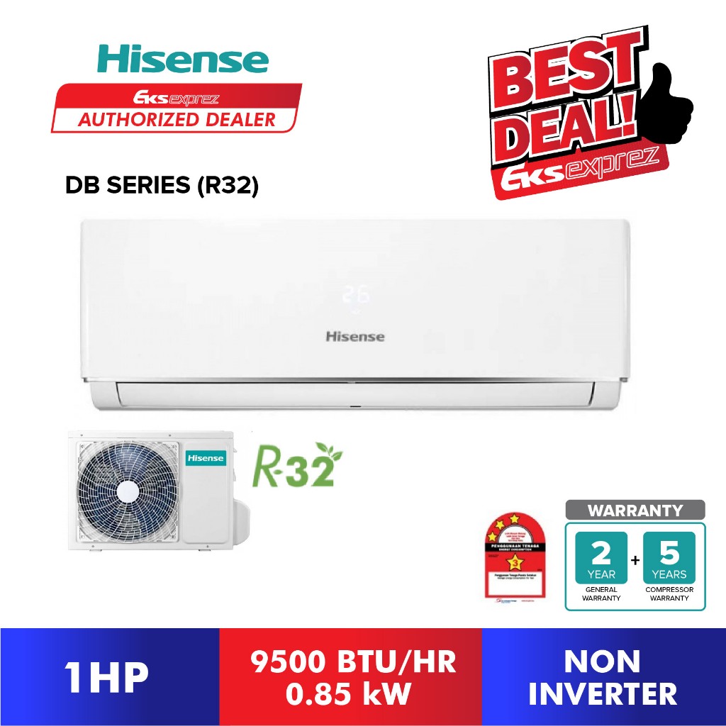 [FREE SHIP] Hisense Non-Inverter Aircond R32 AN10DBG / AN13DBG1 / AN20DBG / AN25DBG (1HP / 1.5HP / 2HP / 2.5HP)