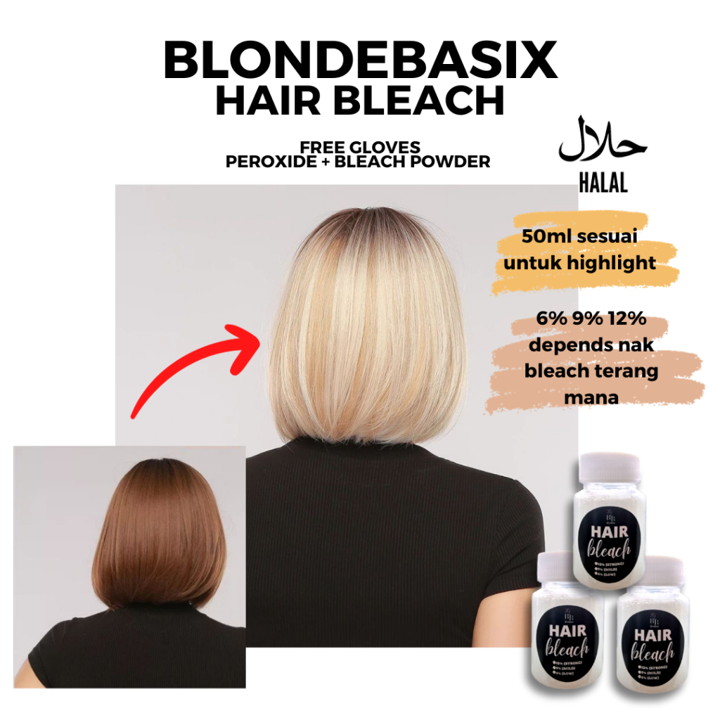 BLEACH RAMBUT (PERANG/BROWN/BLONDE/PUTIH) HAIR BLEACH