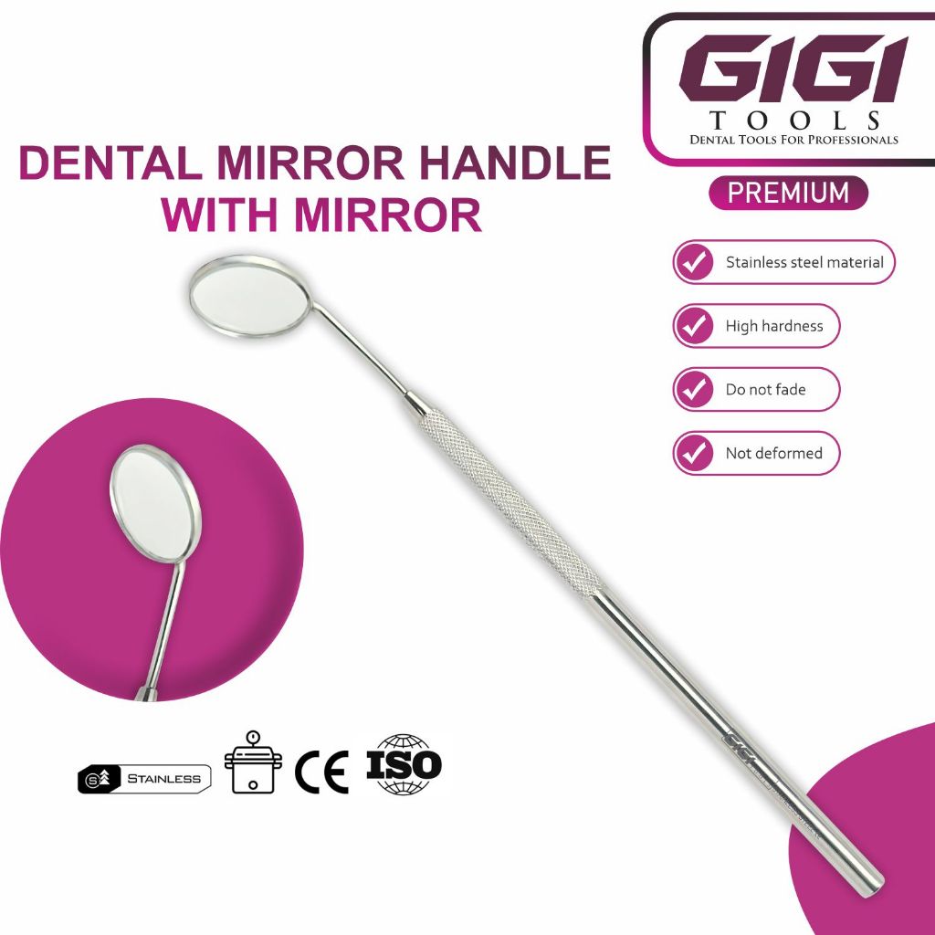 GIGI Tools Dental Mouth Mirror With Handle Stainless Steel, Scaler CE For Professional Use