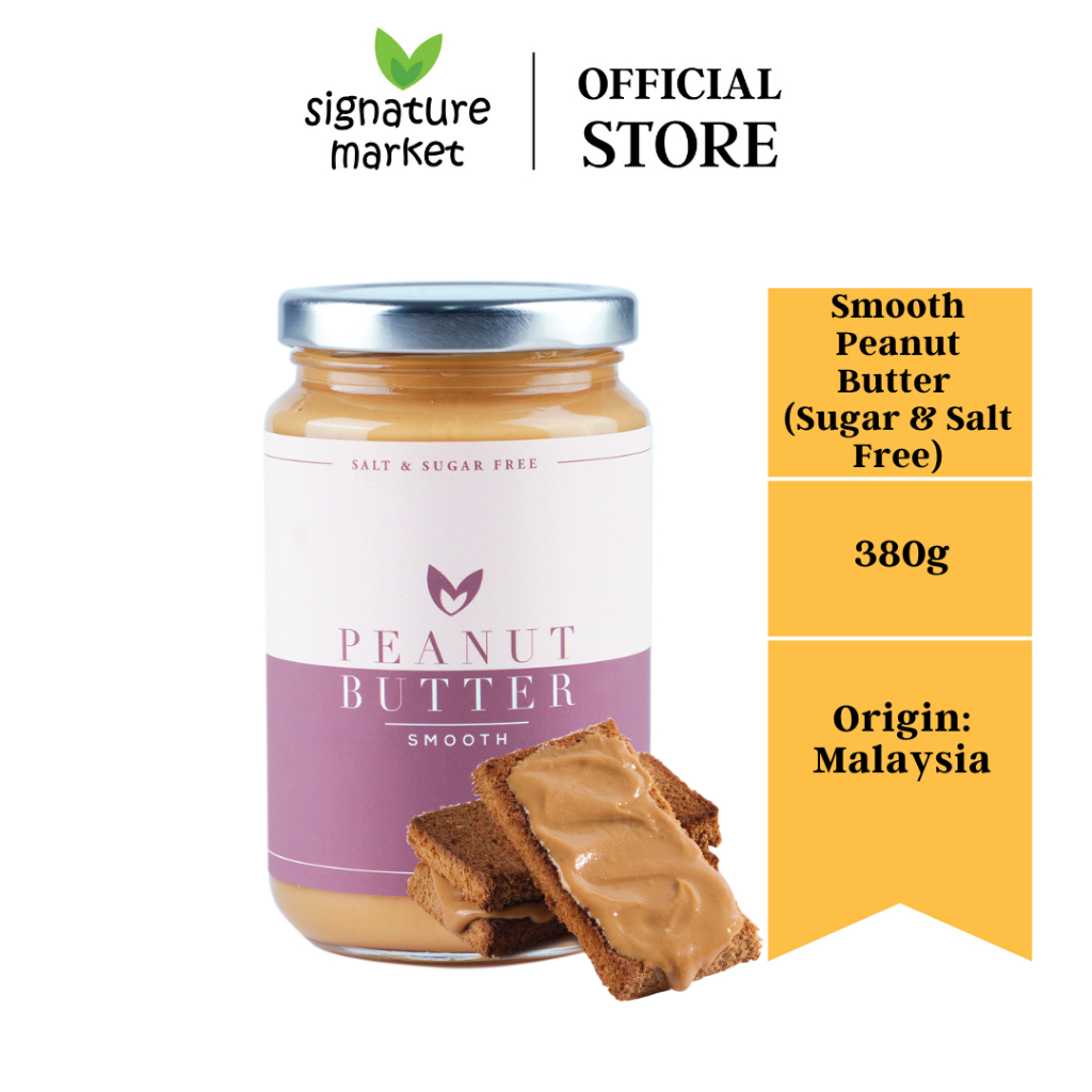 Signature Market Smooth Peanut Butter (Sugar & Salt-Free) (380g)