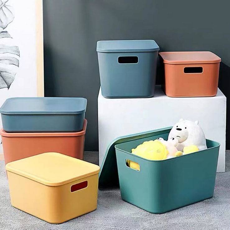 Ikea Muji Style Stackable Storage Box Document Toy Basket Holder Desktop Cosmetic Cabinet Organiser Plastic Bin With Cov
