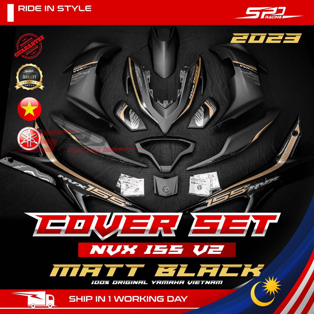 Cover Set for NVX V2 ( Matt Black + Gold Strike 2023 ) 100% ORIGINAL YAMAHA VIETNAM