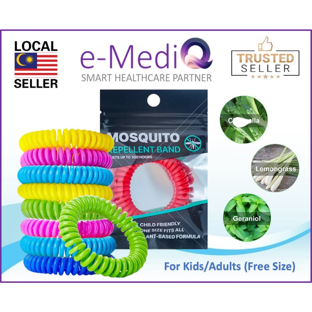 Anti Nyamuk Mosquito Repellent Bracelets (Coil) DEET-Free, Waterproof Eco-Friendly, Non Toxic ,儿童无毒防蚊贴, For Kids/Adults