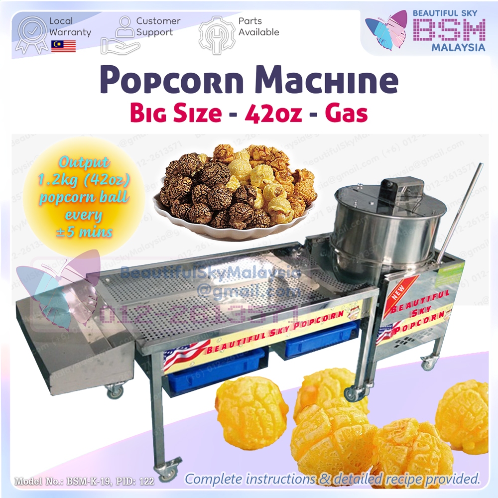 Big Mesin Pop Corn Ball Maker 42oz Popcorn Machine Gas Commercial Auto Heavy Duty Production High Output Business Bertih