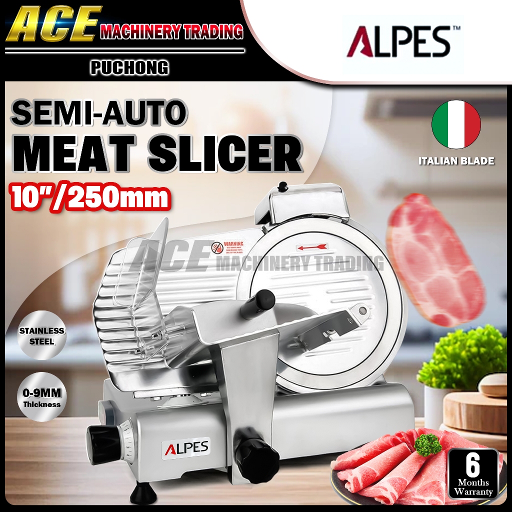 [ ALPES ] Commercial Semi Auto Meat Slicer / Mesin Potong dsging MS250ST (10" / 250mm) Italian Blade