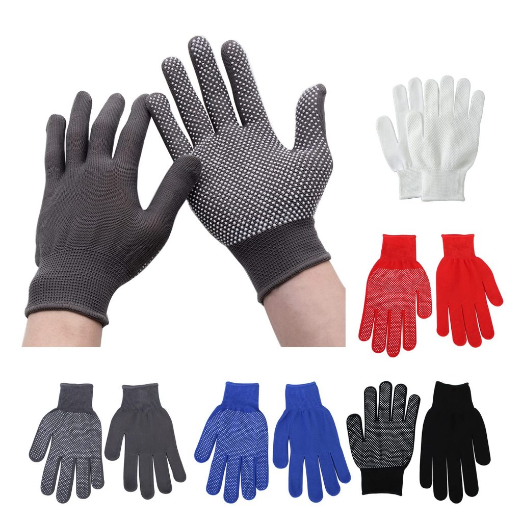 【Local Supply】Anti Slip Hiking Glove Black Gloves Dot Fishing Ricefield Eel Labor Protection Sarung Tangan Kain Bintik G