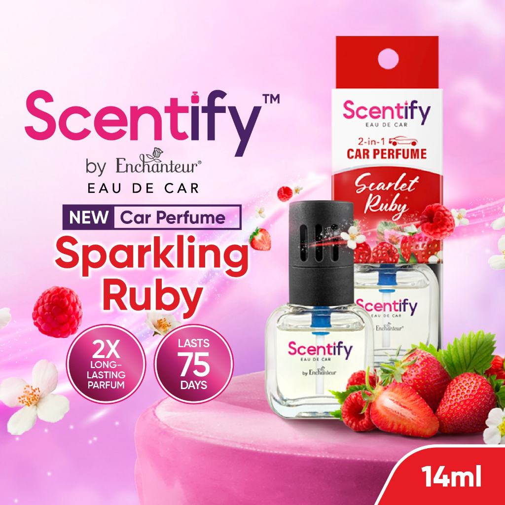 Scentify Car Perfume Red Ruby (14ml) 2X Long-Lasting Parfum | 2-in-1 Versatile Usage | Scentify by Enchanteur