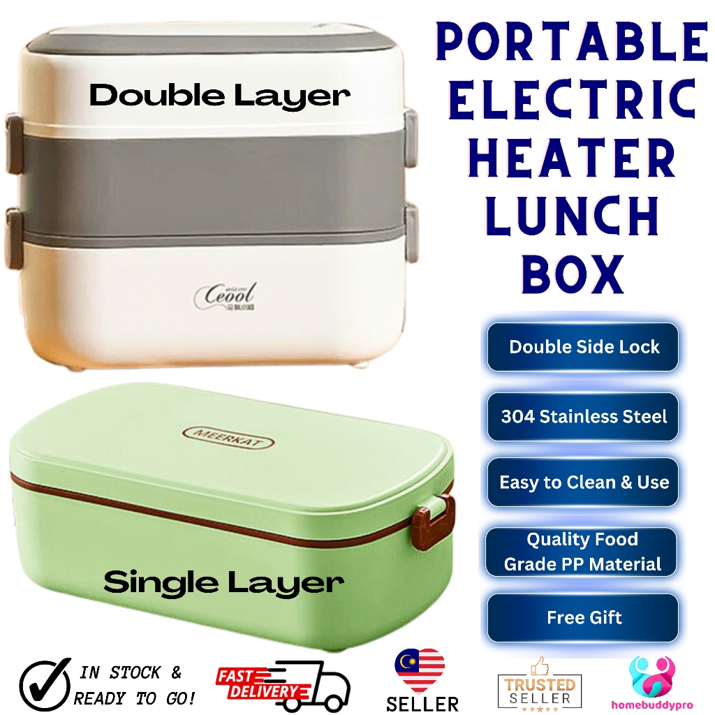 Stainless Steel Portable Electric Heating Lunch Box Food Storage Container 免水便当盒 Food Warmer Bento