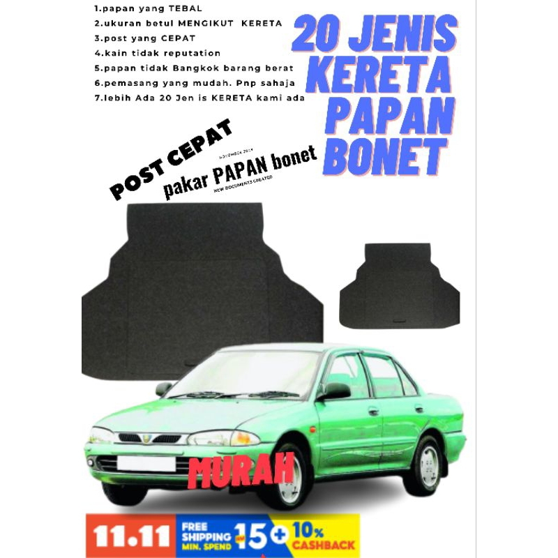 READY STOCK PAPAN BONET MURAH DI SHOPEE. UKURAN TEPAT MENGIKUT KERETA