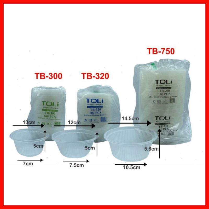 Toli Plastic Bowl / Mangkuk Plastik / Mangkuk Bubur / Mangkuk Laksa