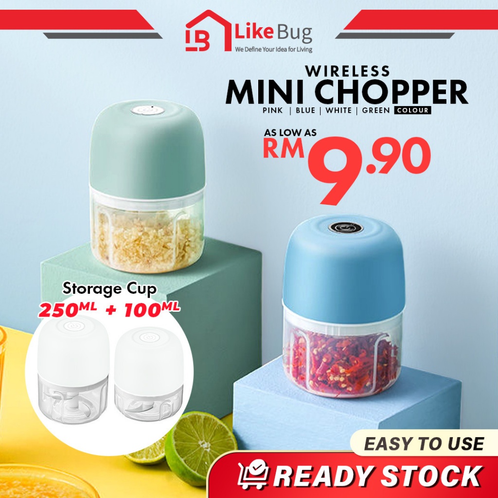 ⚡️LIKE BUG⚡️Mini Blender Garlic Chopper Electric Food Chopper Portable Blender /Mini Blender/ Pengisar Serbaguna 250ml