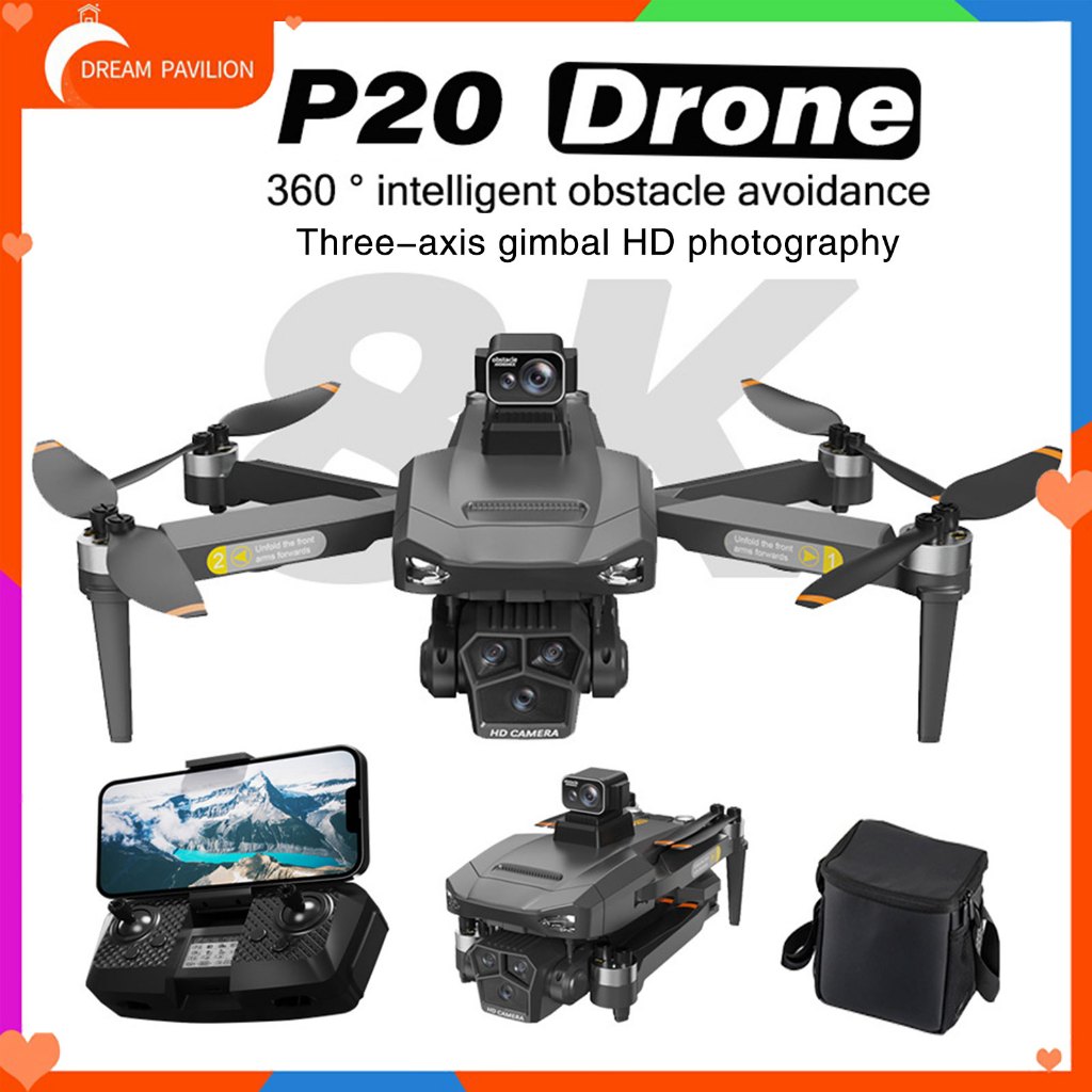 [New] P20 Pro HD Aerial Photography Drone Three-axis Intelligent Gimbal 8K Drone GPS Positioning Loss Of Control Return