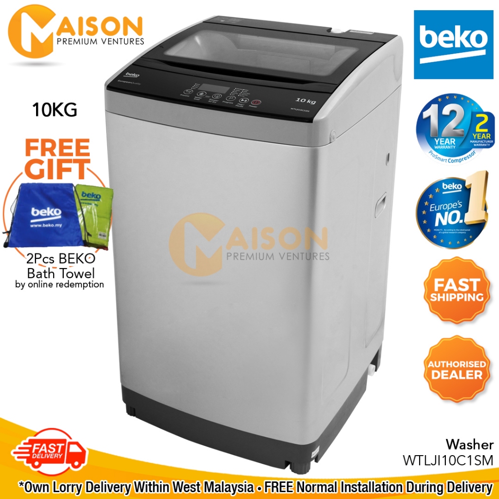 [New Model] Beko Top Load Washer 10KG WTLJI10C1SM (Europe Brand)