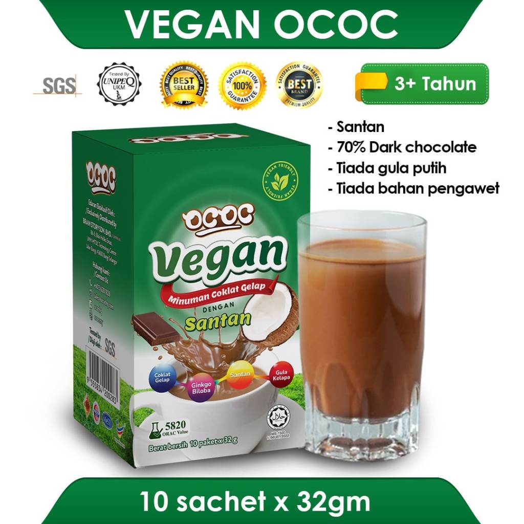 (Ready Stok) Produk Minda Vegan Ococ Santan / Dark Chocolate/ Gula Kelapa/ Tingkatkan Fokus / Minda Cegas /