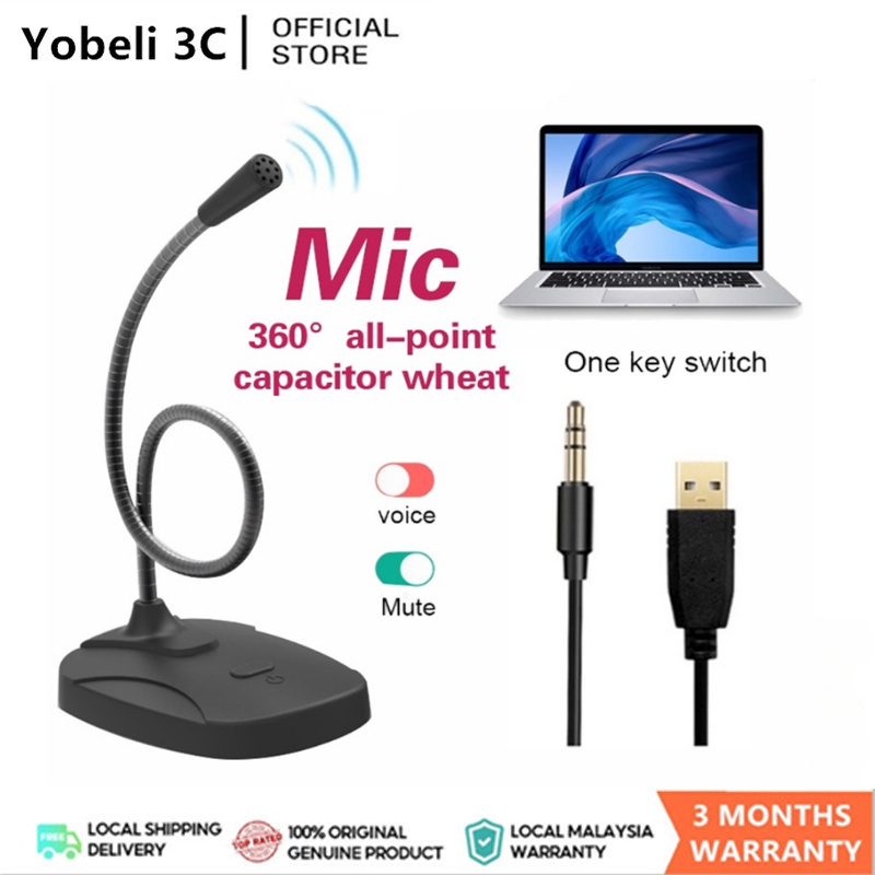 USB Desktop Microphone PC Computer Mic Gaming Chatting Online Class 3.5mm Microphone Adjustable Hose Studio Microphone