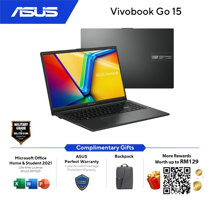 ASUS VivoBook Go E1504F-ANJ870WMS/ANJ871WMS/ANJ872WMS Laptop | AMD Ryzen 3-7320U | 8GB RAM 512GB SSD