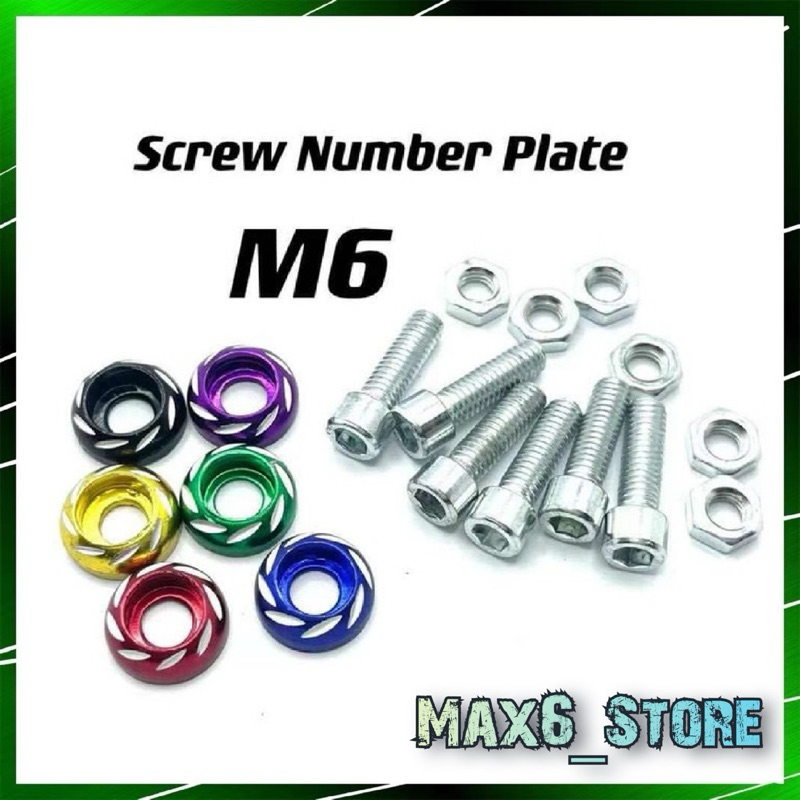 Universal Motorcycle Screw M6 Skru Number Plate Aluminum Alloy Motorbike Screw No Plate Skru Nut One Set License Plate
