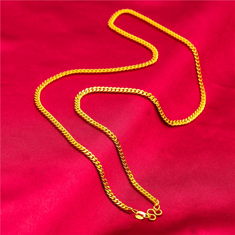 Rantai Leher Perempuan MESIN Emas Bangkok 24k 916 Emas korea Gold Plated Jewelry Necklace