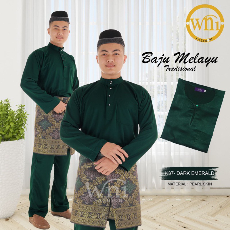 BAJU MELAYU TRADISIONAL DARK EMERALD GREEN (BERPESAK)