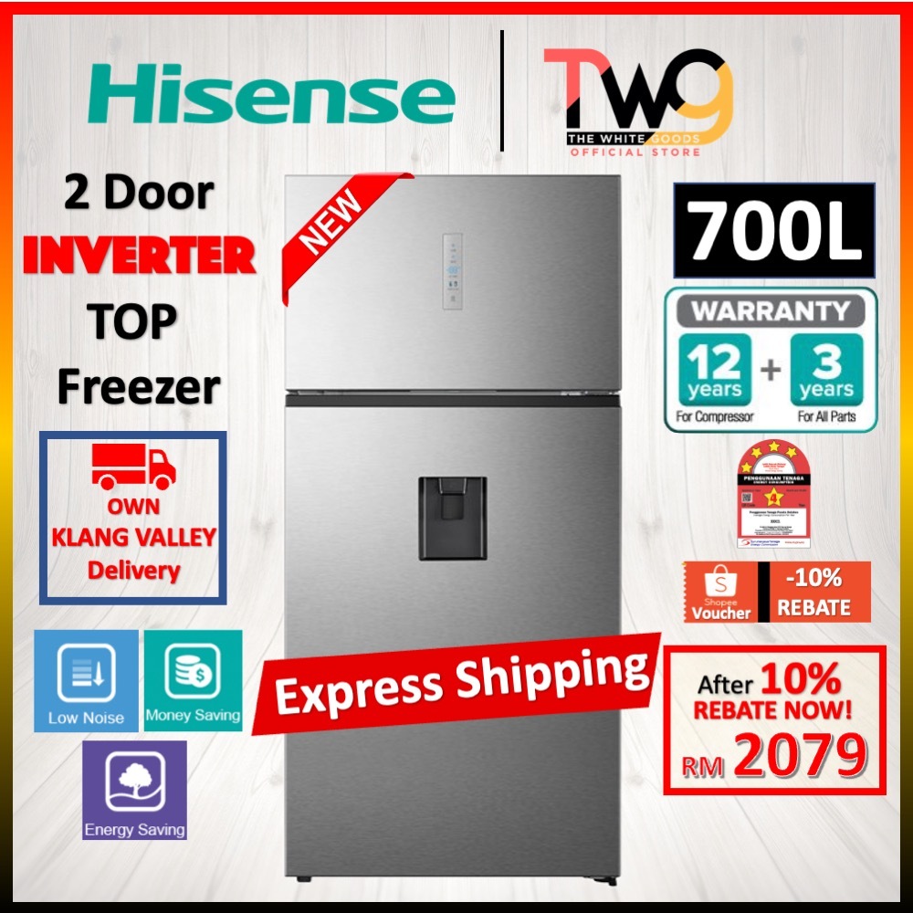 [FREE SHIPPING] Hisense 700L 2 Door Inverter Top Freezer Refrigerator Fridge With Auto Ice Maker & Dispenser RT749N4ABVI