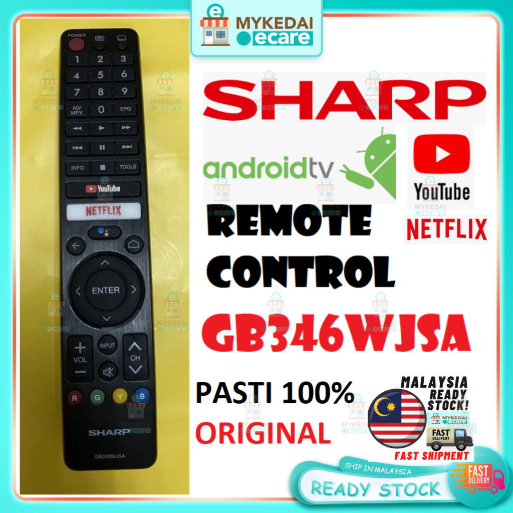 SHARP Smart TV Remote Control GB346WJSA = GB326WJSA