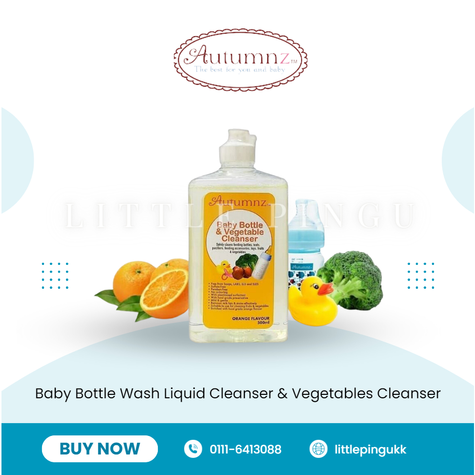 Autumnz Baby Bottle Wash Liquid Cleanser & Vegetables Cleanser (500ml) *Orange Flavour*