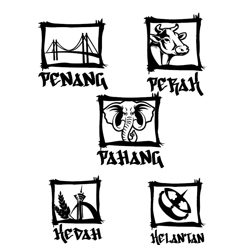STICKER NEGERI PENANG,KEDAH,KELANTAN,PERAK,PAHANG  STICKER JAMBATAN PULAU PINANG, STICKER TAMPAL LUAR,STICKER CUTTING