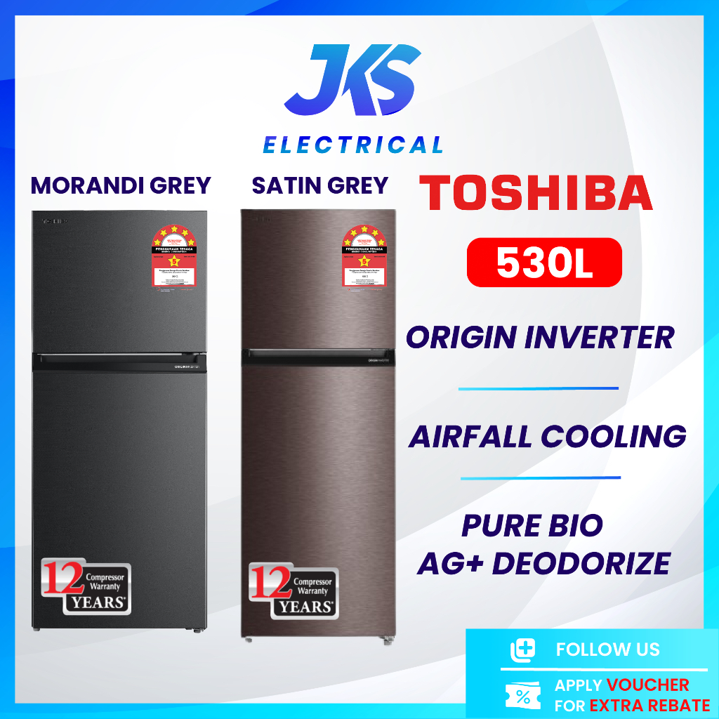 Toshiba 360L/400L/490L/530L Inverter 2 Door Fridge | Origin Inverter | AirFALL Cooling | PureBio Deodorizer