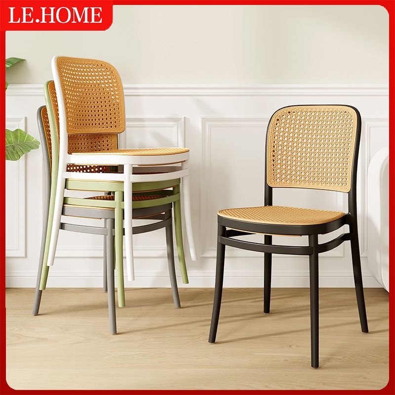 Dining Chair Home Plastic Rattan Chair Backrest Stackable Desk Stool Modern Minimalist Kerusi Meja Makan Kerusi Plastik