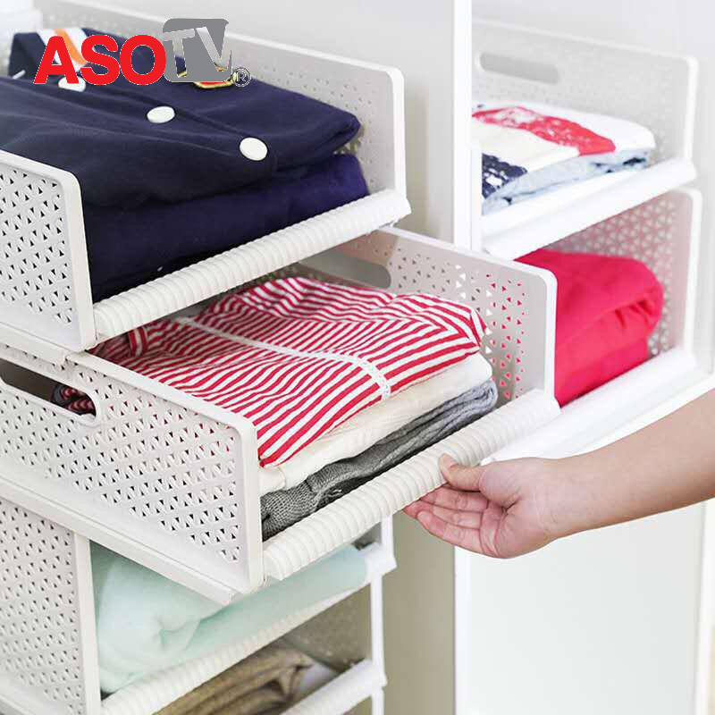 ASOTV® 1 Pc Stackable Drawer Storage Rack Wardrobe Organizer 1070/1071 Rak Baju Laci Baju Closet Almari Baju