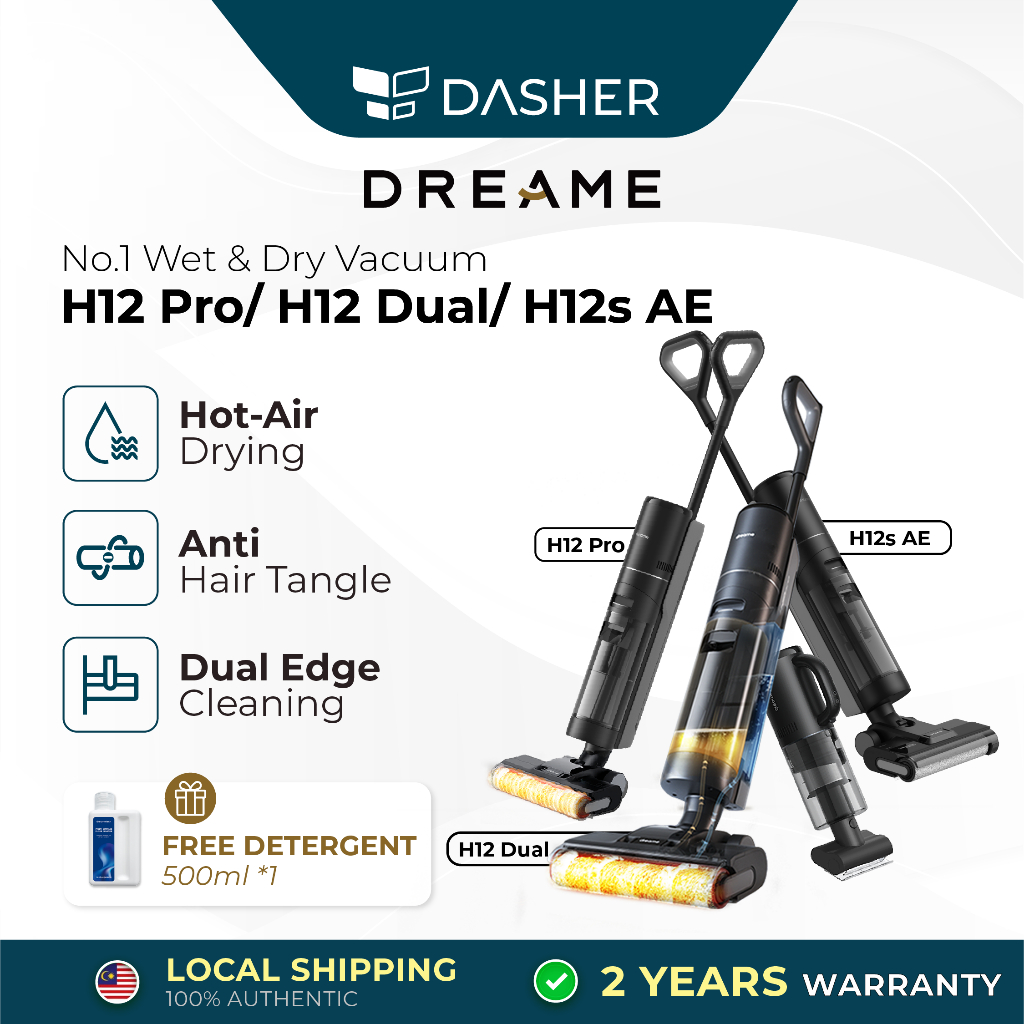 Dreame H12 Pro/H12 Dual/H12s AE Wet and Dry Cordless Vacuum Cleaner 2 Edge Cleaning 99.9% Sterilization Hot-Air Drying