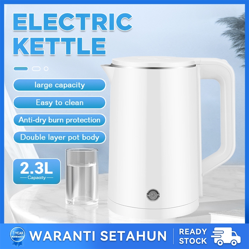 Electric Kettle Stainless Steel Fast Heating Double Layer Anti Scalding Transparent Heater Kettle