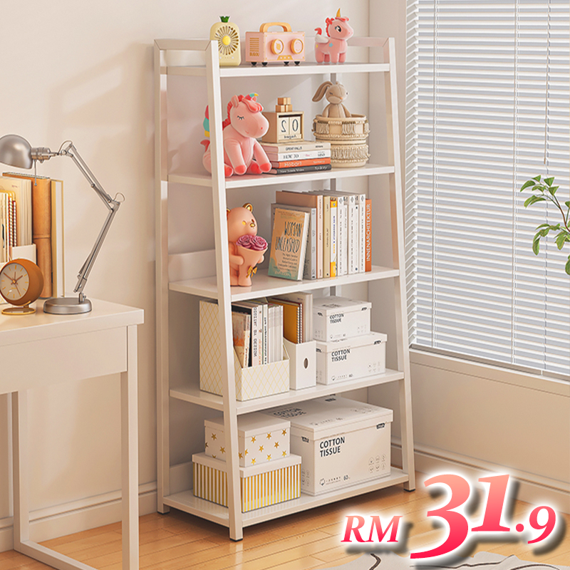 Lerberg 4 Tier Multipurpose Shelf Storage Rack Metal BookShelf Office Shelves Rak Besi Serbaguna Rak Buku 架子/书架