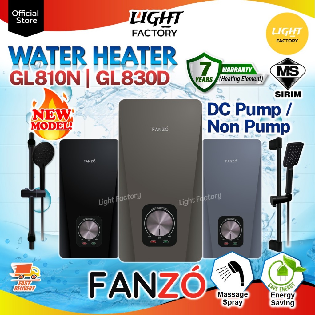 🔥HOT🔥FANZO Glory Series GL810N | GL830D Water Heater Without Pump / DC Pump Instant Water Heater Pemanas Air Mandi 热水器