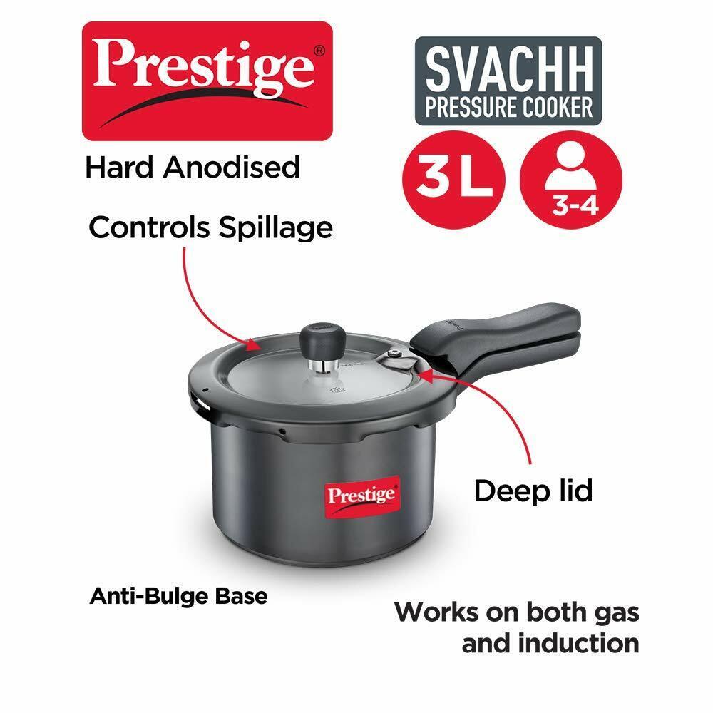 Prestige Svachh 3L/5L Pressure Cooker with Hard Anodized Body