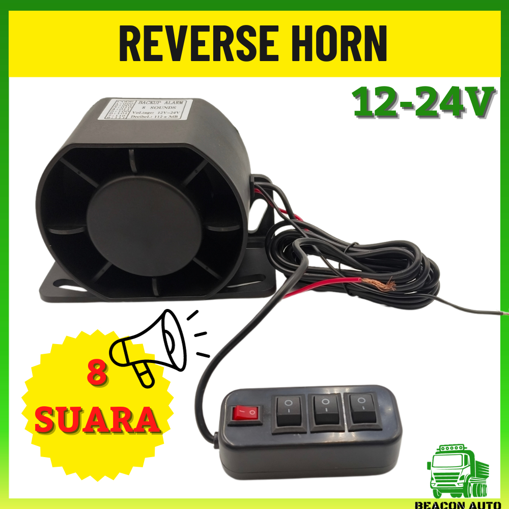 Reverse Horn Lori 12V 24V Siren Warning Alarm 8 Sound Safety Alarm Truck Car Lorry Bus Kereta Lorry